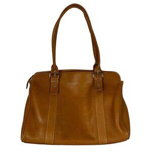 Piel Womens Leather Briefcase Tote Camel Laptop Bag Multiple Pockets Executive